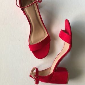 Red suede heels